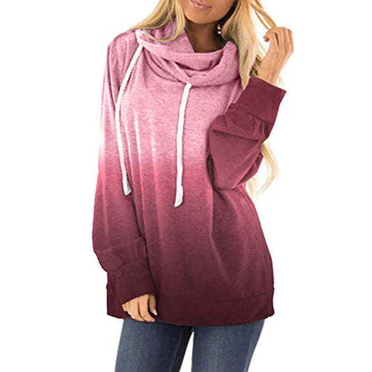 Fashionable Loose Digital Print Gradient Hoodie for Women